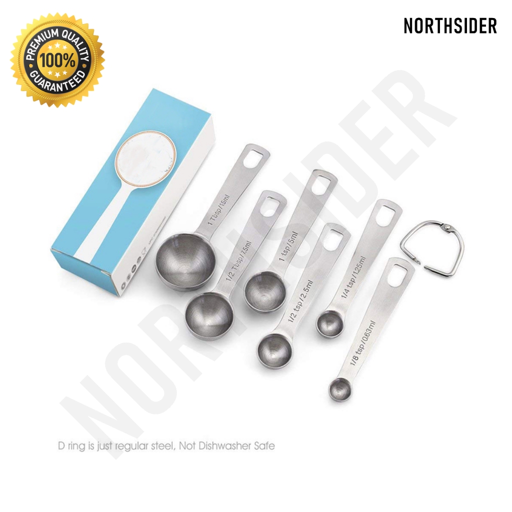 SENDOK TAKAR SET 6 IN 1 | MEASURING SPOON STAINLESS STEEL SILVER