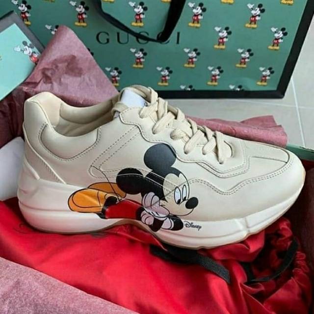 Sepatu Gucci Rhyton x Disney Mickey Mouse White Putih Original Mirror