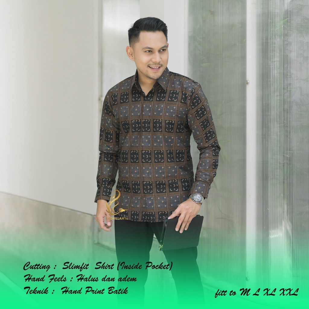 Kemeja Batik Slimfit Pria Lengan Panjang Lapis Furing / Baju Batik Pria dewasa / Batik solo Original