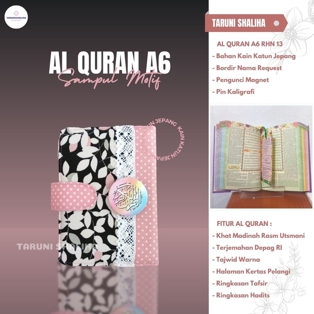 AL QURAN ALQURAN SAMPUL KECIL TERJEMAH TAJWID WARNA MOTIF CUSTOM NAMA