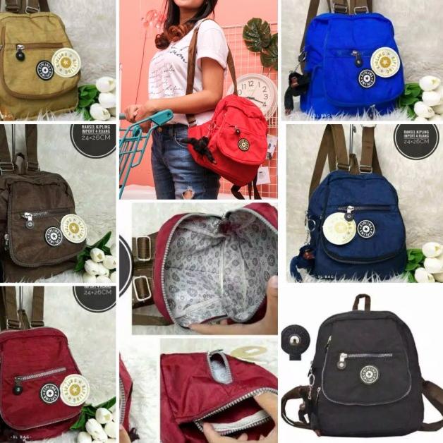 Sangat Nyaman.. Tas Ransel Kipling Mini Wanita Parasut KK 18 - Hitam