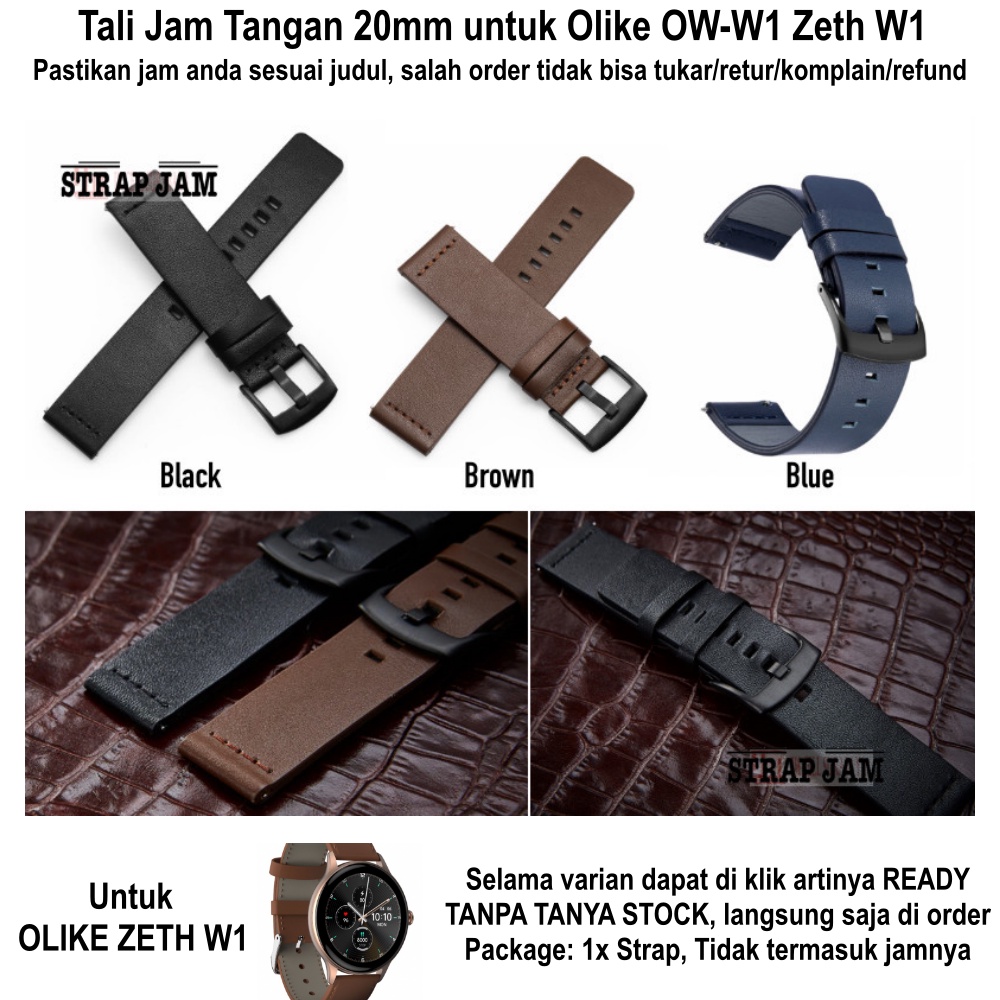 Modern Tali Jam Olike OW-W1 Zeth W1 - Strap 20mm Leather Kulit Simple Modis