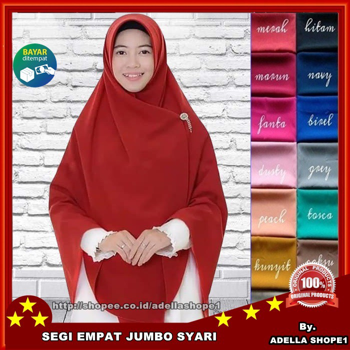 Hijab Segi Empat Jumbo Wollpeach / Jilbab Hijab Syari Jumbo Wolfis