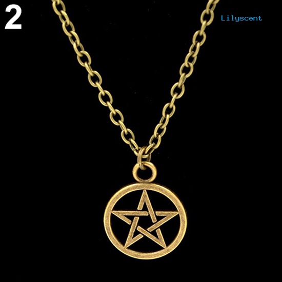 Kalung Liontin Bintang Pentagram Bulat Model Hollow Untuk Pria Dan Wanita