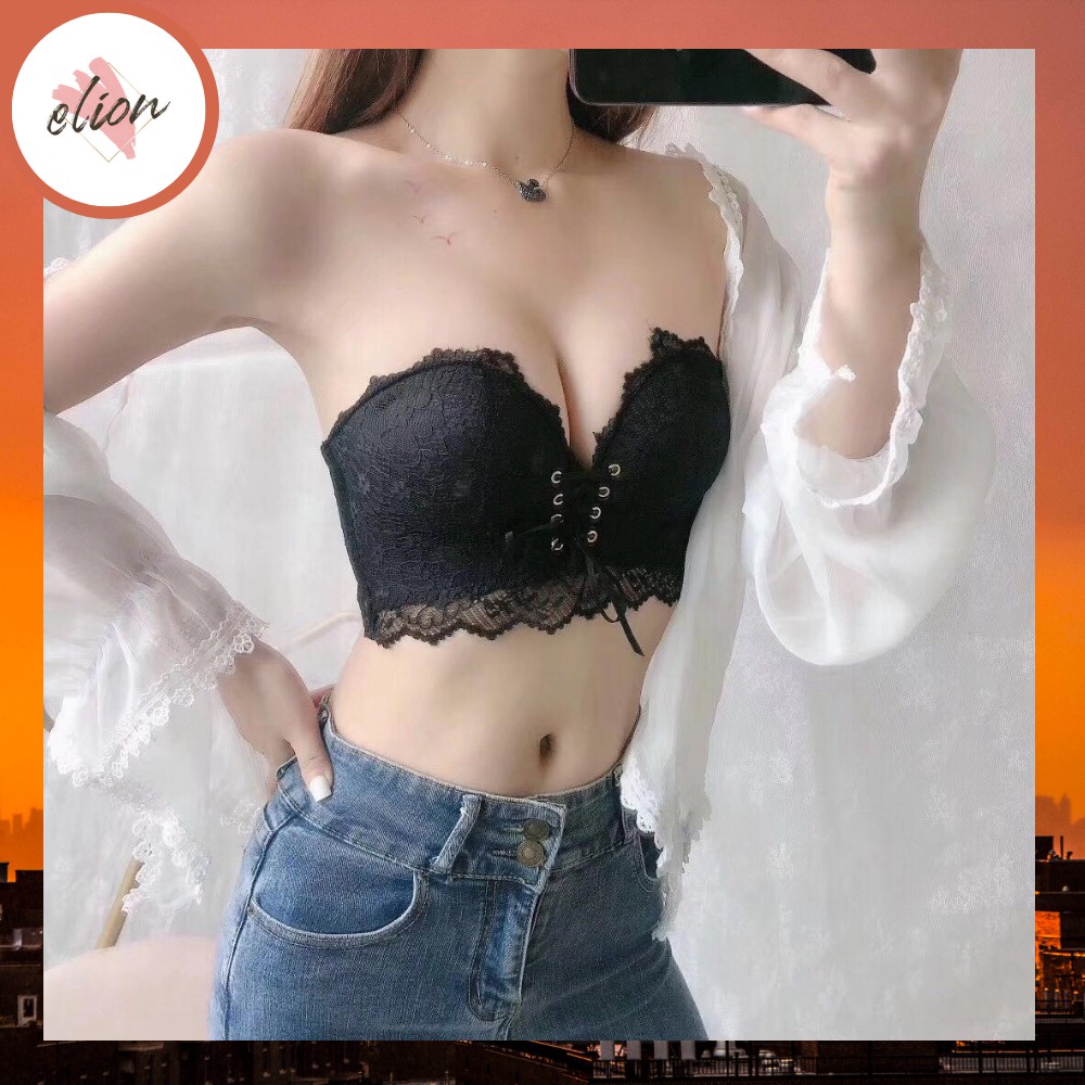 ELION - Bra Set (MAX CUP B) + CD Bra Tanpa Kawat Pakaian Dalam Wanita Satu Set Bra dan CD VG20