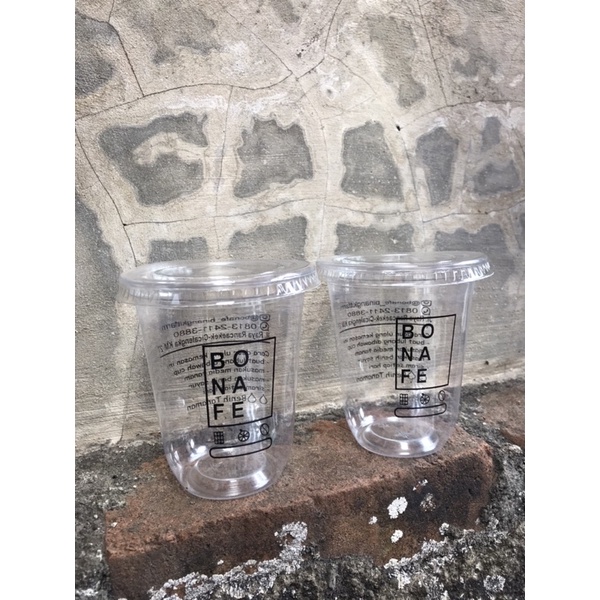 SABLON CUP PLASTIK PET OVAL 14oz tebal