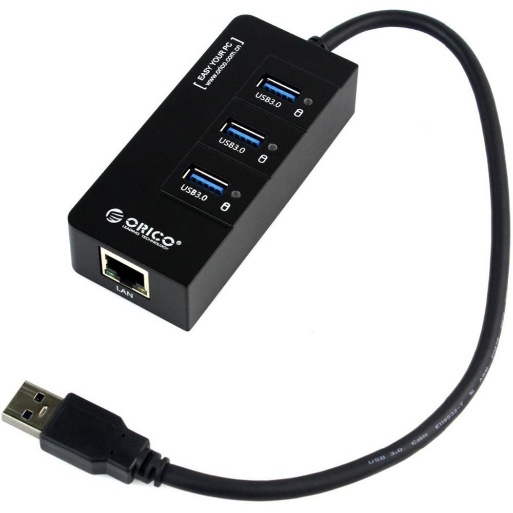 ORICO HR01-U3 USB HUB 3 Port USB 3.0 With USB LAN Card Adapter RJ45