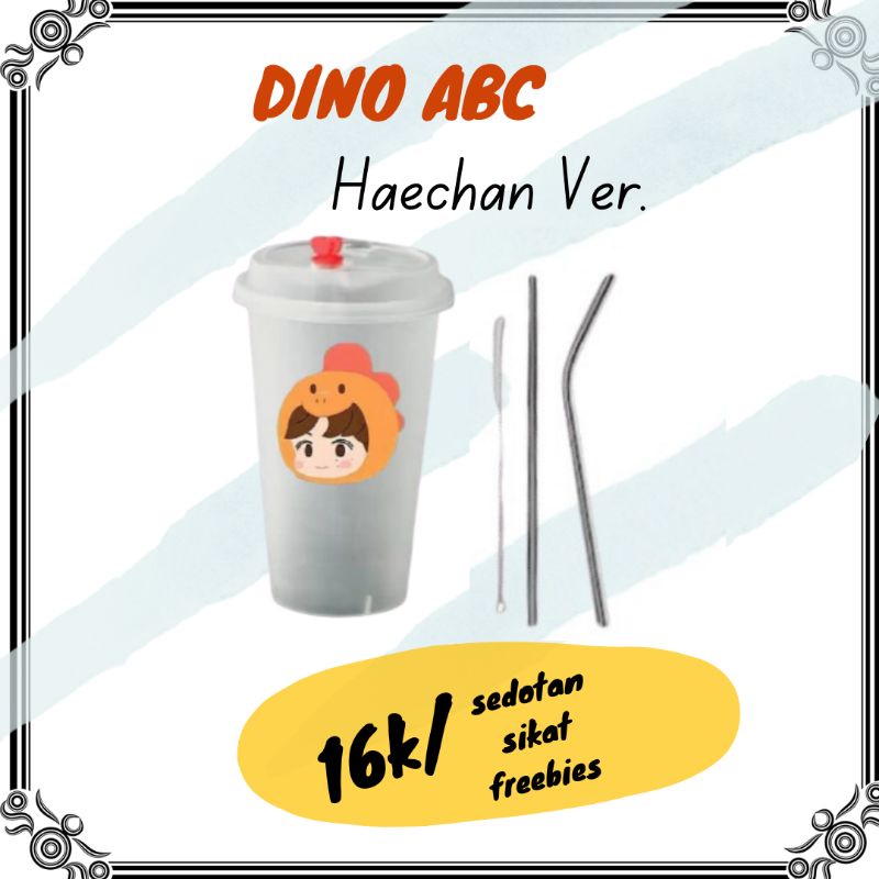 

Reusable Cup Dino ABC + straw + sikat + box + freebies