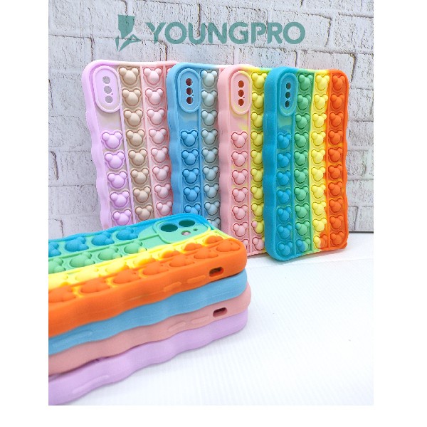 Silicone Case Pop It IPhone 12 Pro - Case Penghilang Stress Rainbow