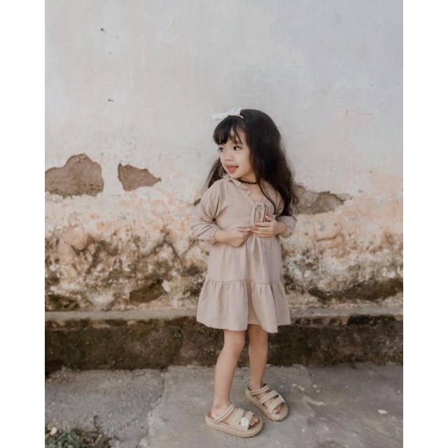 dress anak perempuan bahan katun crinkle 1-4tahun