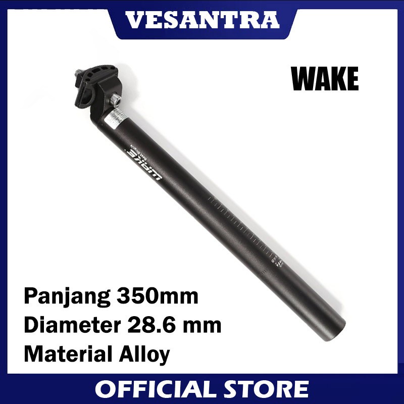 SP80D Wake Seatpost 28.6 x 350 mm Alloy Tiang Sadel Sepeda Hitam