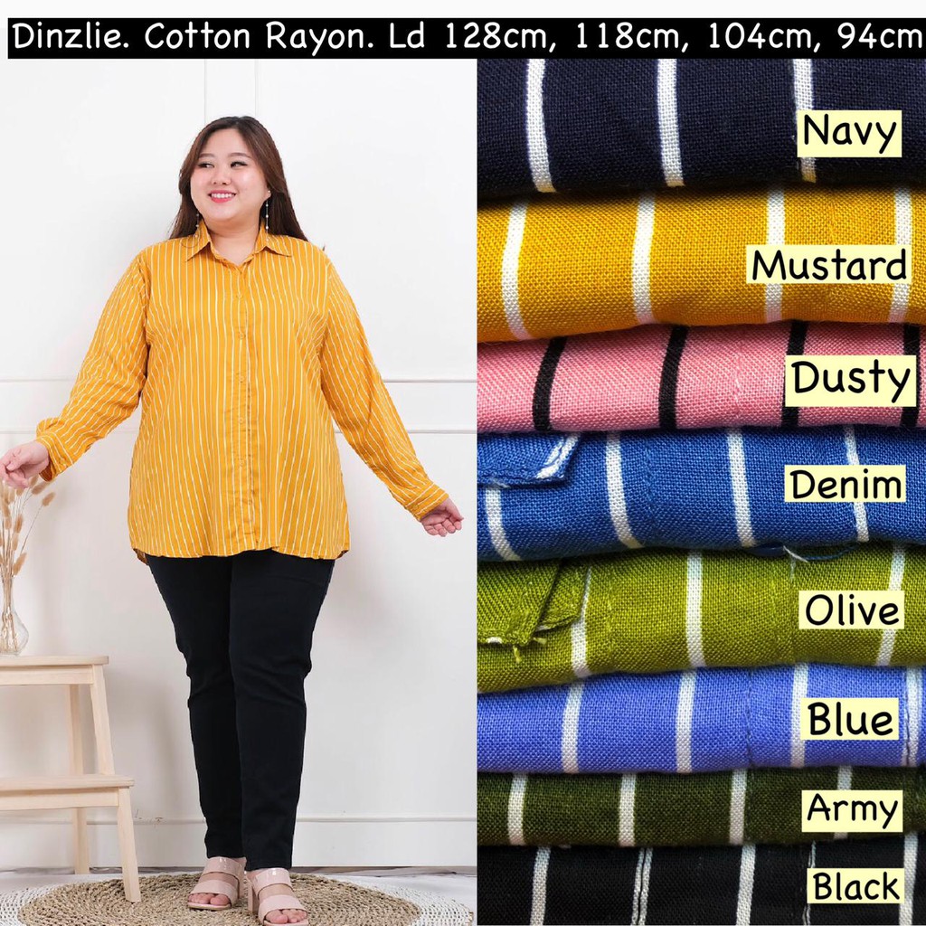 Dinzlie Kemeja Wanita Motif Salur DyanLee