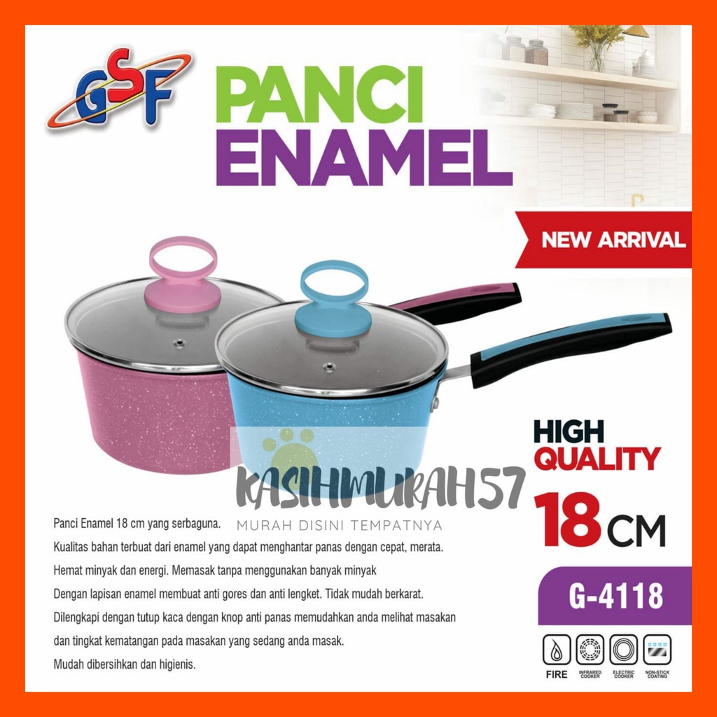 PANCI ENAMEL 18CM GSF G-4118 / PANCI KUAH UK 18CM / PANCI SUSU ENAMEL UK 18CM / PANCI KUWAH UK 18CM 