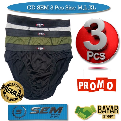 3Pcs CD MURAH Celana Dalam Pria CD SEM [Size M,L,XL] CD Murah Celana Dalam Pria Dewasa-Vegasusstore1