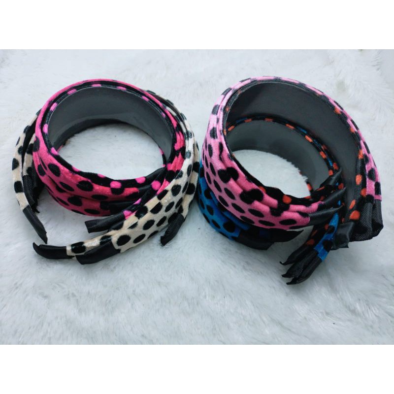 Bando warna dengan motif totol harga/pcs