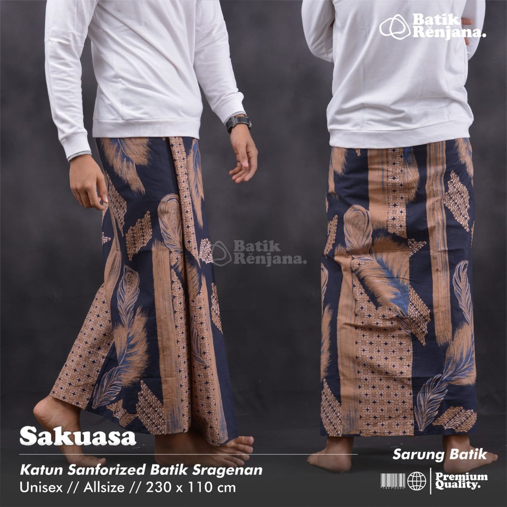 SAKUASA Sarung Batik Pria Cowok Dewasa Premium Motif Batik Lebaran Asli Solo ALL Size RENJANA