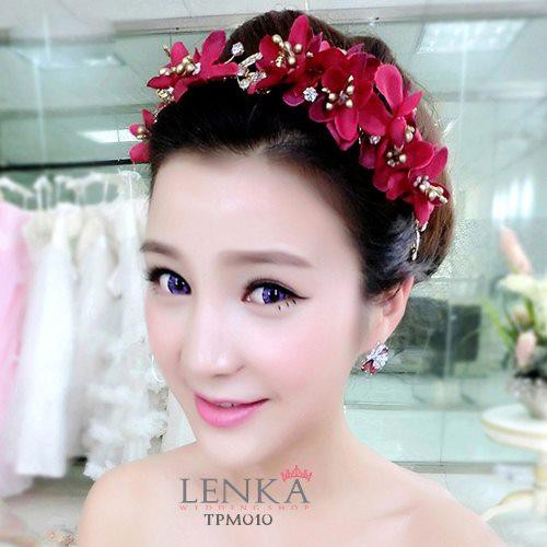 [SIAP KIRIM] AKSESORIS RAMBUT TIARA PENGANTIN PESTA WEDDING MERAH TPM010