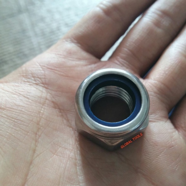 Stock Baru  Mur nylon galvanis m20 kunci 30 nylon lock nut nylon nut putih Tools global