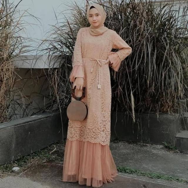 grosir_baju || Humaira Dress - Dress Brukat
