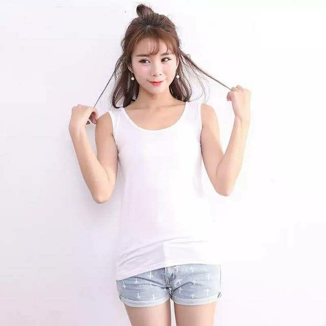 Singlet Wanita U Can See Kaos Dalaman Olahraga Cewek Tanktop Polos Super Soft All Size Adem-Putih