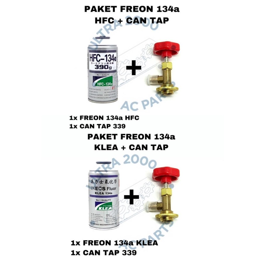 PAKET ISI AC KULKAS MOBIL KALENG R134a KLEA HFC + CAN TAP