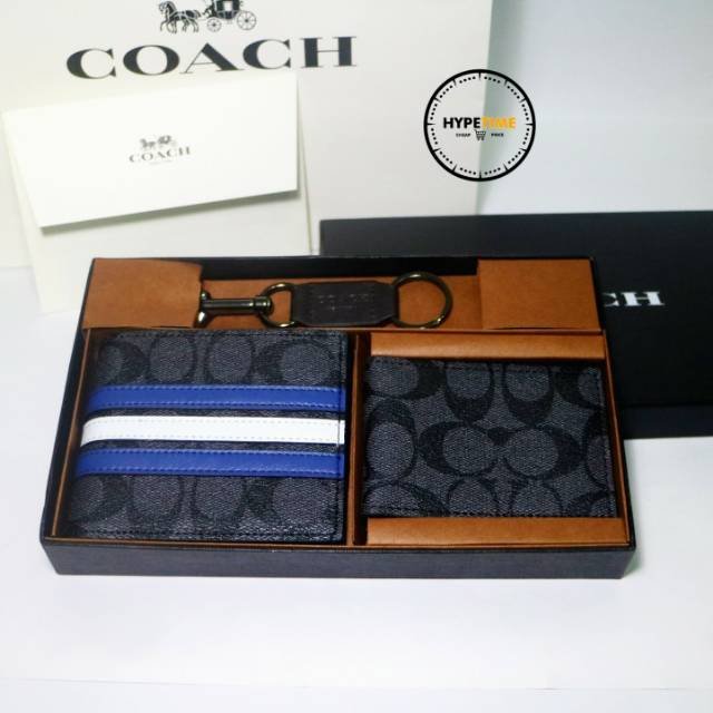 Coach blue strips 3 in 1 wallet original