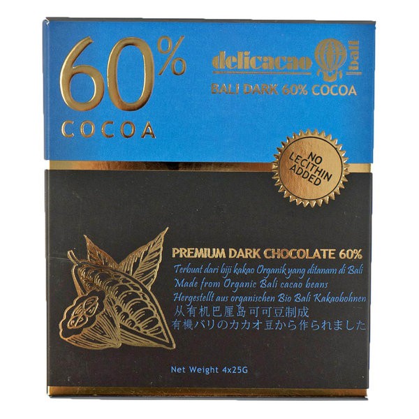 

DELICACAO Bali Dark 60p Cocoa 100g - Premium Chocolate Cokelat 4x25g