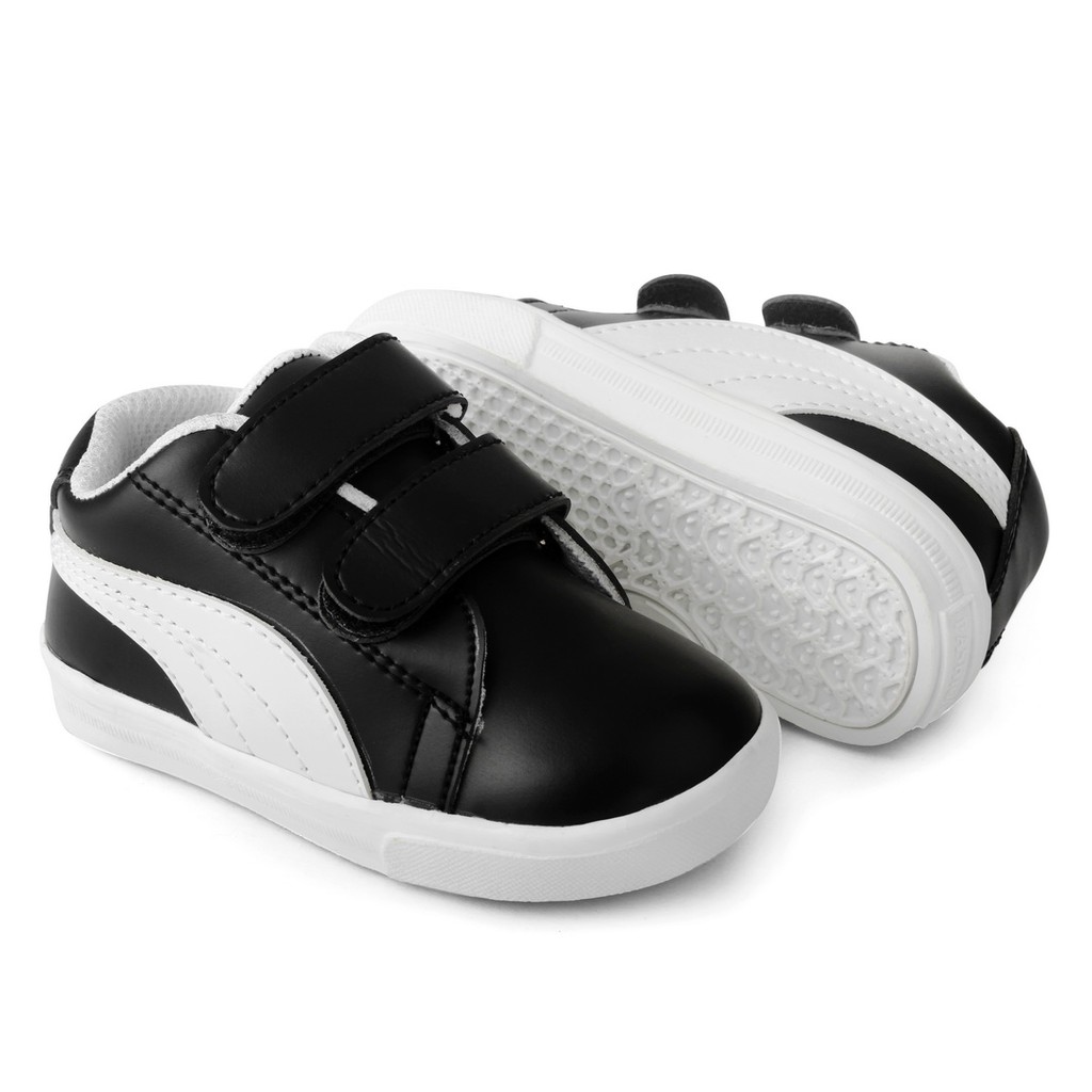 sepatu anak cowok bahan sintetis usia 1 2 tahun terbaik PM HITAM
