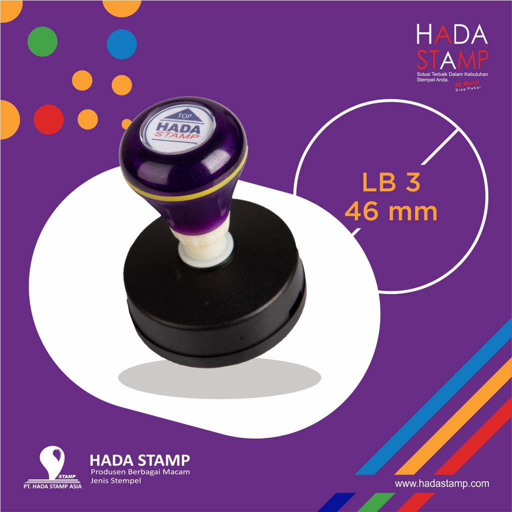 

Cap Otomatis Stempel Flash Bikin Stempel Flash Stempel Kilat Free Setting Design Tinta Waterproof LB3 diameter 4,6 cm