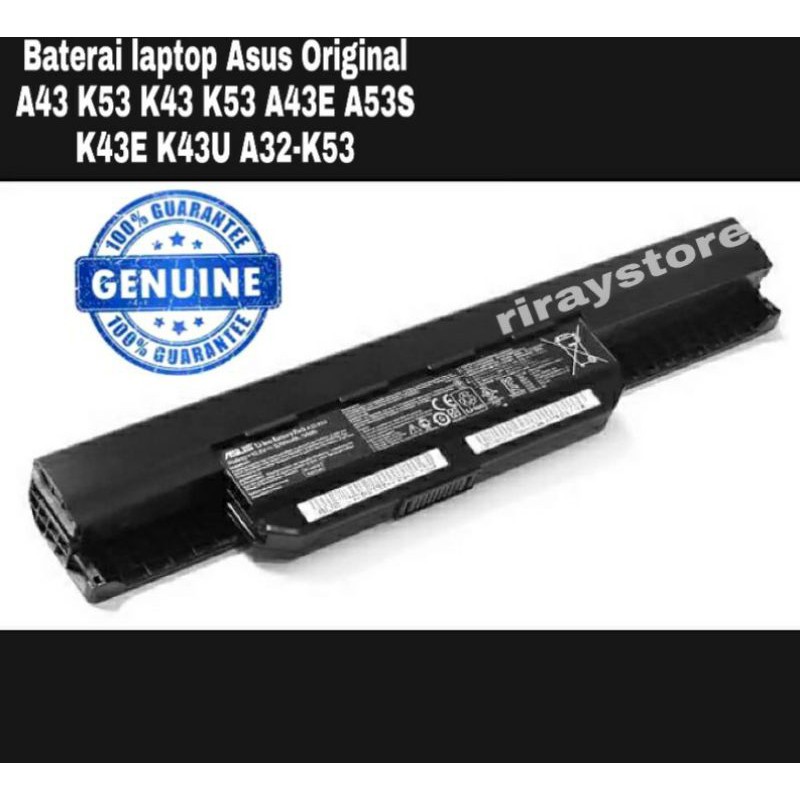 Battery Baterai Batre Asus Original A43 K53 K43 K53 A43E A53S K43E K43U A32-K53 Ori