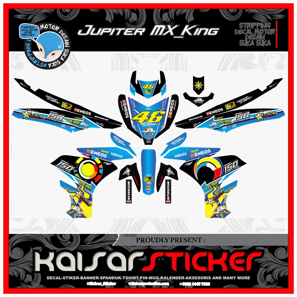 Decal Sticker Motor full body Stiker Yamaha Mx King 150 Design ROSSI BIRU