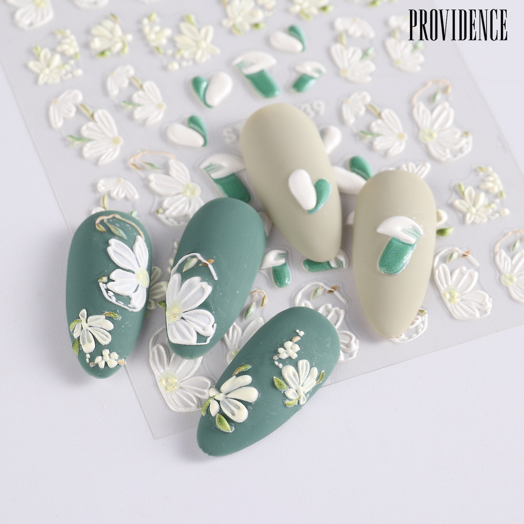 Providence 1 Set Stiker Kuku Motif Bunga 3D Untuk Nail Art