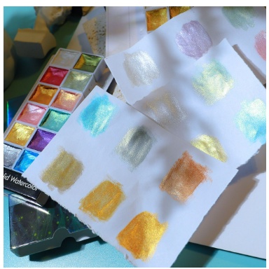 SET 12 Warna Palet Metallic Nail Color nail art Water Color Nail Art 12 Warna shimmer solid