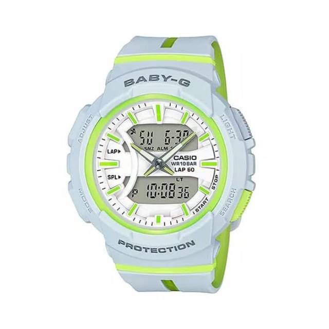 Jam Tangan Wanita Casio Baby-G Type BGA-240L-7A Original / Strap Putih Kombinasi Hijau Soft