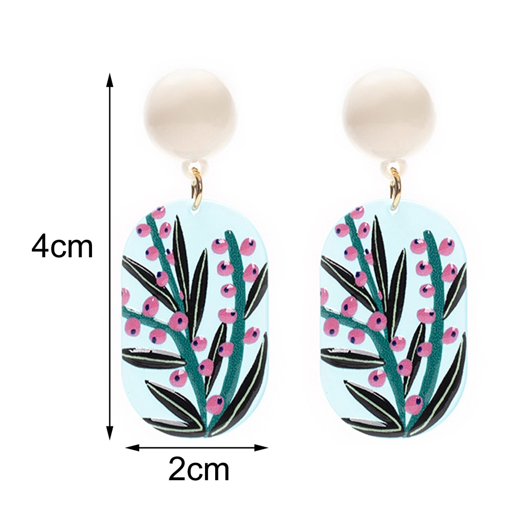 Hu Hu Hu Hu Hu Alat Bantu Pasang Kacamata♡ 1 Pasang Anting Stud Desain Print Bunga Tiga Dimensi Warna Cerah Untuk Wanita