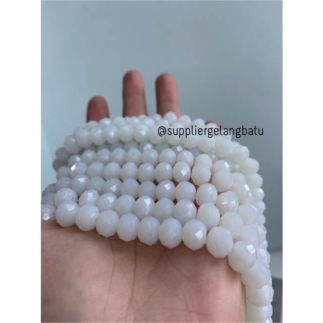 Crystal Ceko Doft 10mm Putih Doff bahan aksesoris beads manik donat