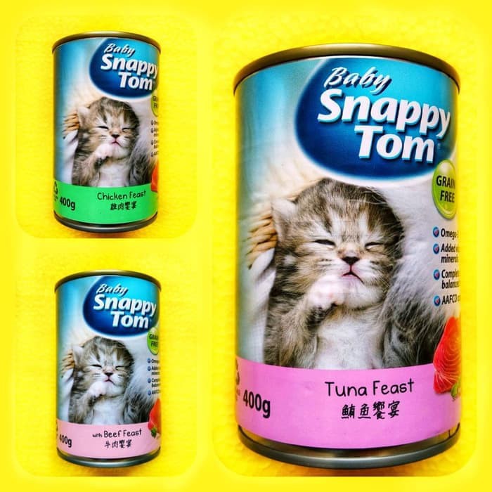 SNAPPY TOM BABY KALENG 400GR ALL VARIAN / MAKANAN BASAH KUCING / TUTUP KALENG