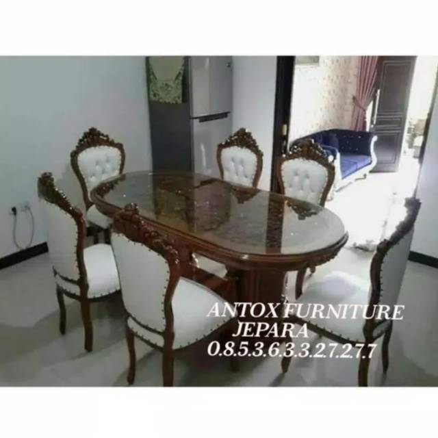 Meja makan ganesha jati full ukiran mebel Jepara