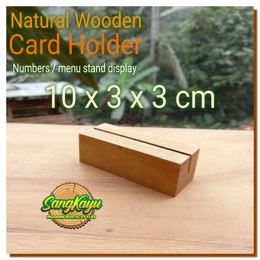 Wooden Card Holder 10x3x3cm Stand Dudukan tempat Penyimpanan Kartu