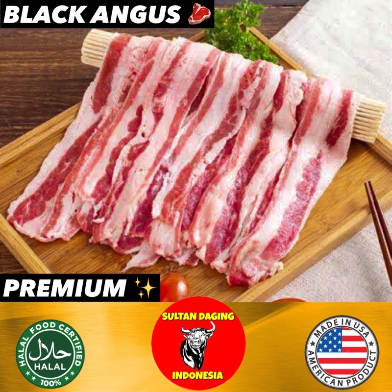 

ANGUS BEEF SLICE SHORTPLATE BLACK ANGUS 1 KG IMPORT DARI USA/ US SHORTPLATE BEEF/US SHORTPLATE SLICE