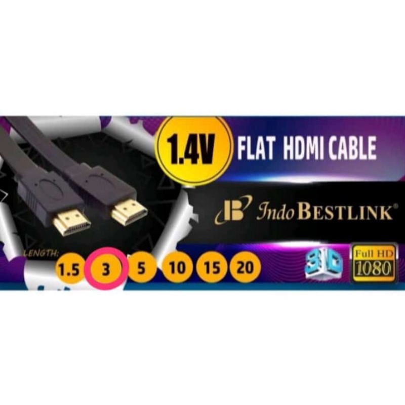 Kabel Hdmi v1.4 3 meter/ kabel hdmi flat 3 meter/ hdmi v1.4 3meter/ kabel hdmi m to m 3m/ hdmi 3meter murah hdmi kabel 3meter