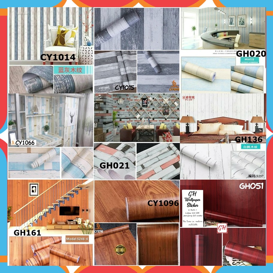 PROMO SALE Wallpaper  Kayu  Coklat Putih Krem Biru Kuning  PROMO SALE Wallpaper  Kayu  Coklat Putih Krem Biru Kuning