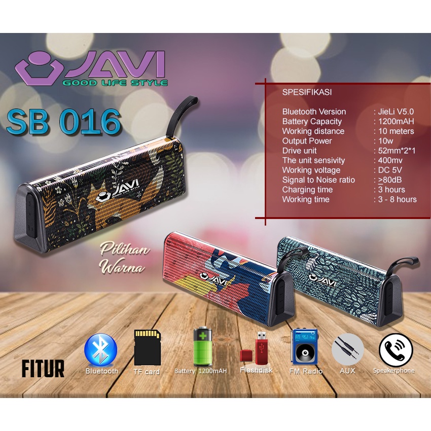 Speaker Bluetooth Javi SB-016 - SPEAKER JAVI SB016 WATERPROOF - SPEAKER ANTI AIR