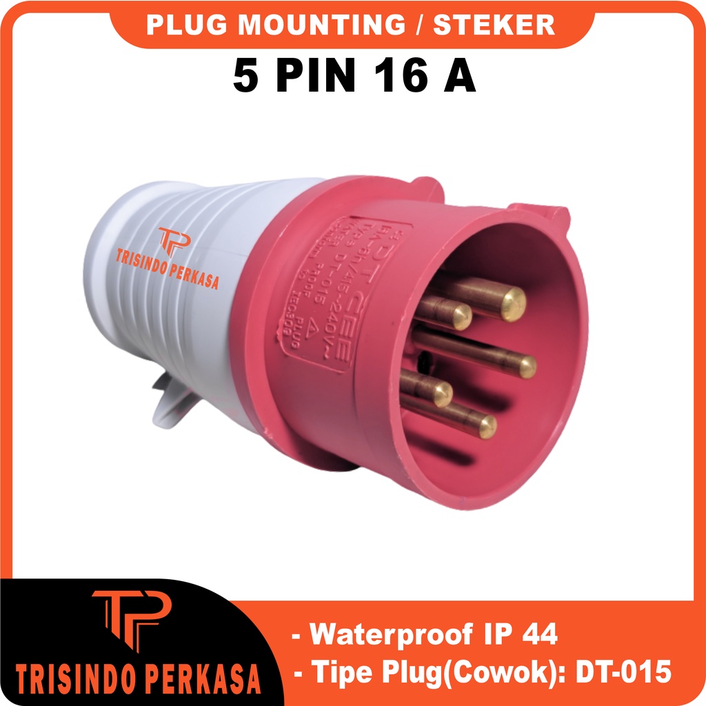 Plug Mounting Male Steker 5P / 5 Pin 5Pin 16A 16 Ampere 015 IP44 Industrial Plug 5 Kaki 5Kaki 16a