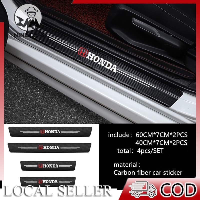 4pcs Door Guard Pintu Mobil Carbon 3D Door Sill Plate Guard Pelindung Pijakan Injakan Kaki Pintu Mobil Set utk Honda Toyota/Mobil Depan Dan Belakang Pintu Pelindung Pedal Cover/4Pieces Bercahaya Strip Pelindung Bahan Kulit Carbon