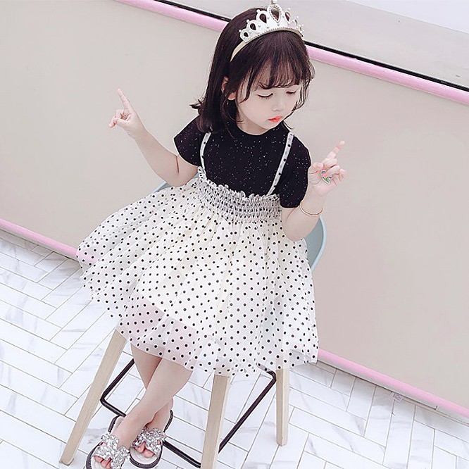 Dress Anak Perempuan Glitter Polkadot BLACK