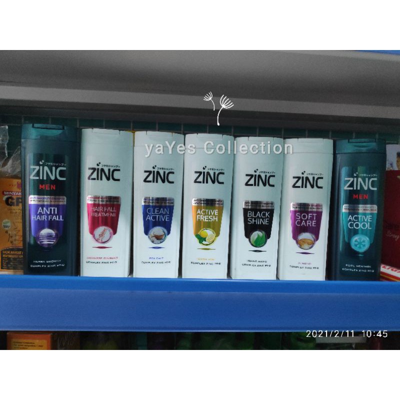 Shampoo zinc men 170 ml botol sampo rambut anti hair fall treatment zink clean cool black shine man