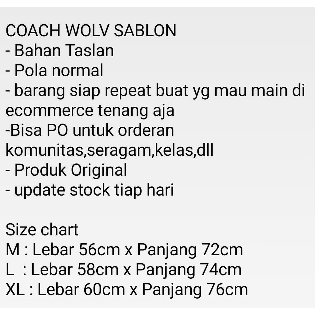 Jaket Coach Wolv Pria / Coach Distro Premium / Jaket Taslan / Jaket Motor Waterproof / Jaket Outdoor