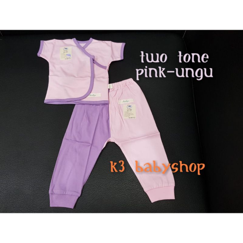 Aerilyn setelan kimono pendek celana panjang stelan baju bayi piyama 0-3 bulan dan 3-6bln baju newborn abu khaki putih navy pink ungu tosca two tone murah