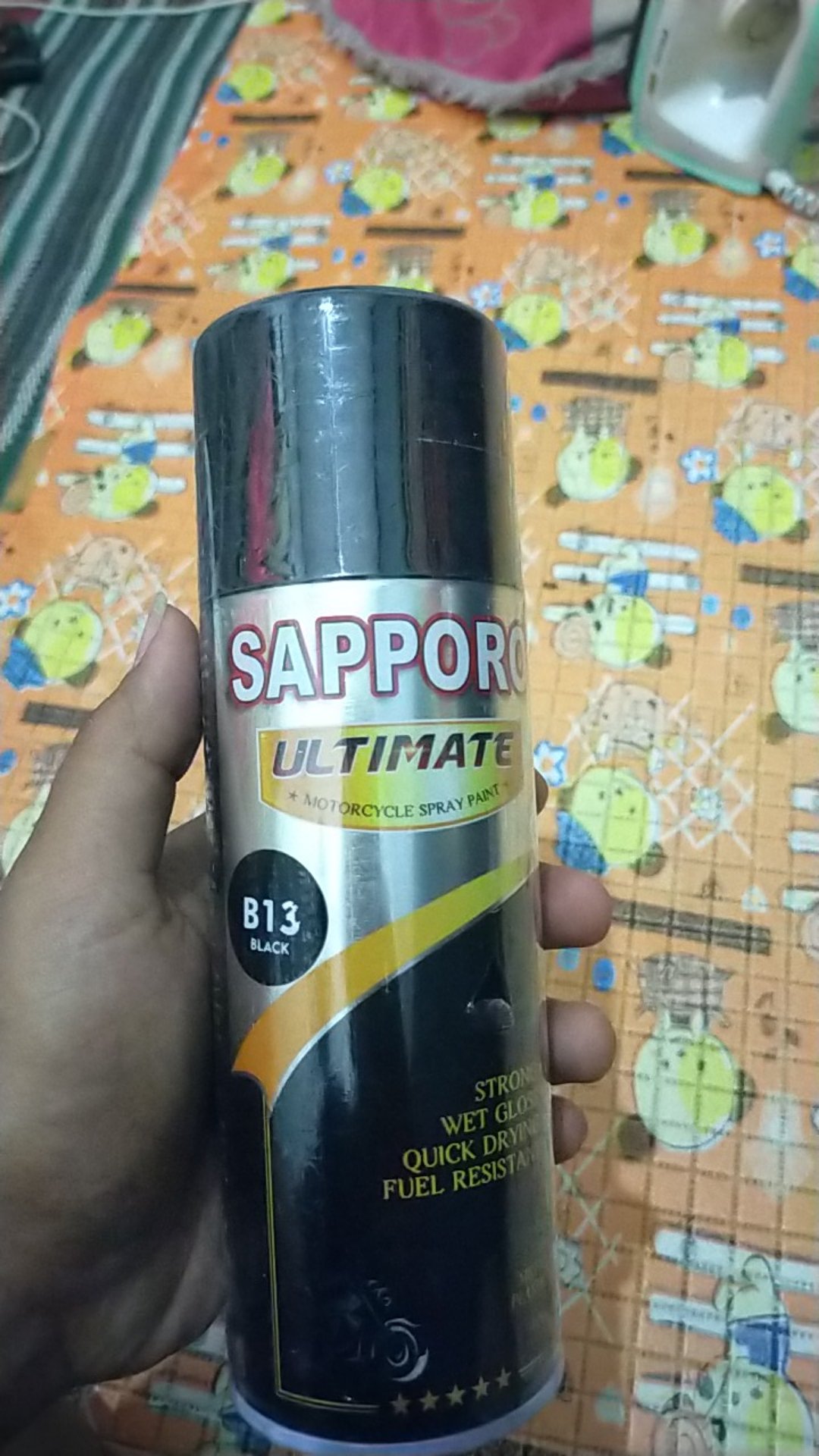Sapporo Ultimate B13 Black Hitam Kilap Glossy Tahan Bensin 400ml
